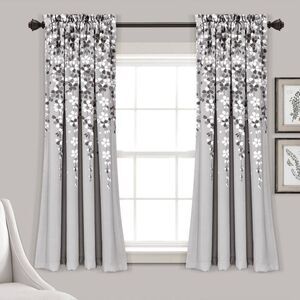 Lush Decor - Set of 2 (95"x52") Weeping Flower Light Filtering  Gray